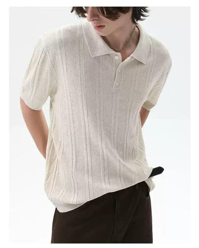Cui Textured Rib Knit Polo-korean-fashion-Polo-Cui's Closet-OH Garments