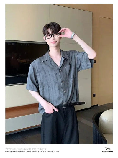 Cui Textured Tie-Dyed Short Sleeve Shirt-korean-fashion-Shirt-Cui's Closet-OH Garments