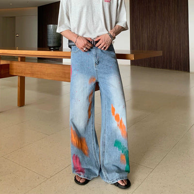 Cui Vibrant Paint Strokes Jeans-korean-fashion-Jeans-Cui's Closet-OH Garments