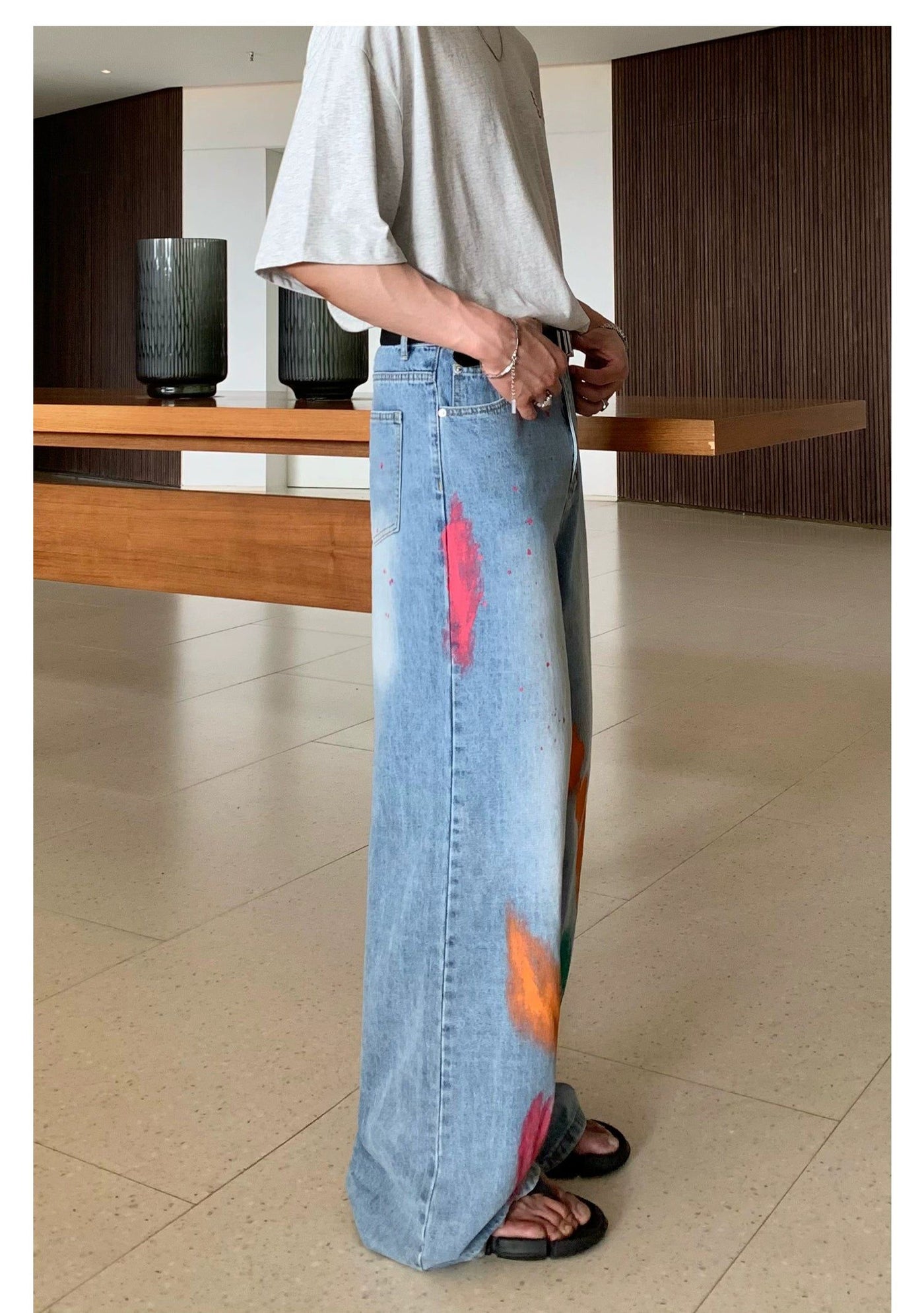 Cui Vibrant Paint Strokes Jeans-korean-fashion-Jeans-Cui's Closet-OH Garments