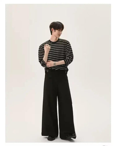 Cui Waist Buckle Loose Fit Trousers-korean-fashion-Trousers-Cui's Closet-OH Garments