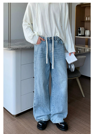 Cui Washed Drawstring Waist Jeans-korean-fashion-Jeans-Cui's Closet-OH Garments