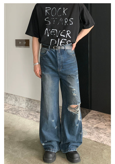 Cui Washed & Ripped Jeans-korean-fashion-Jeans-Cui's Closet-OH Garments