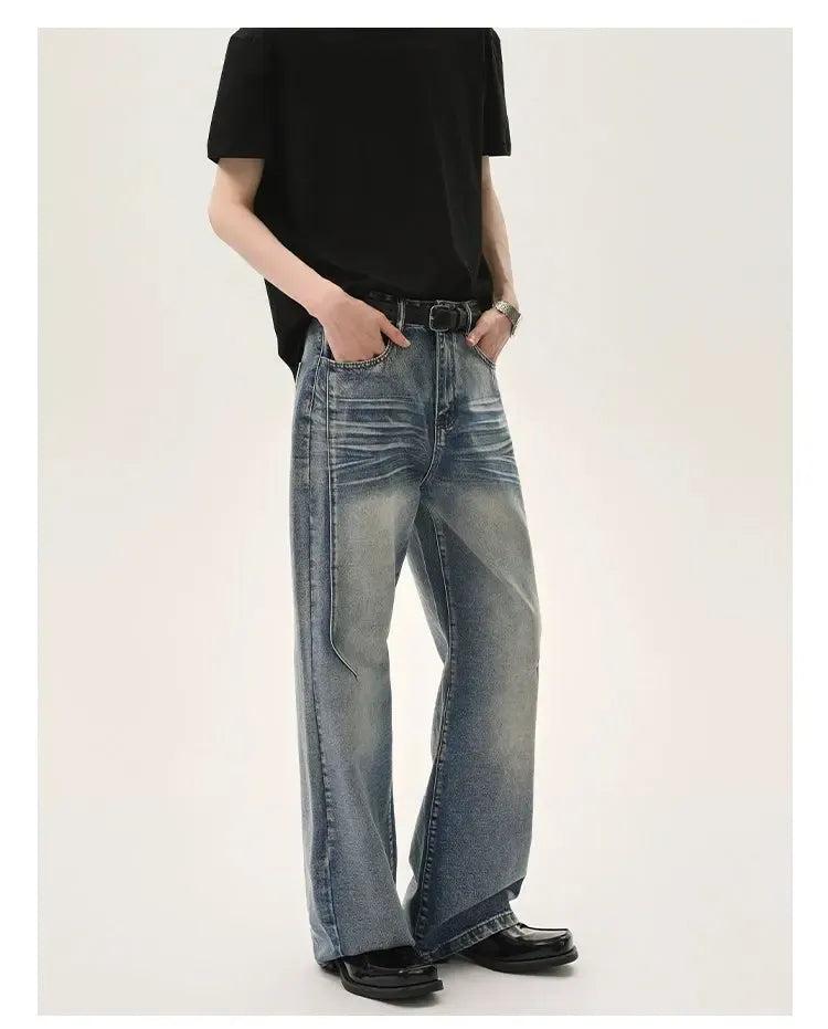 Cui Whiskers Pattern Wide Jeans-korean-fashion-Jeans-Cui's Closet-OH Garments