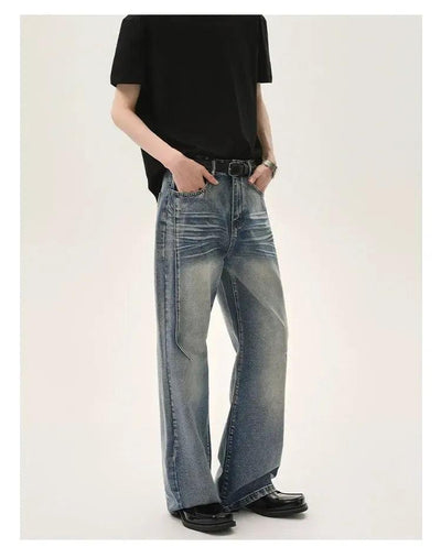 Cui Whiskers Pattern Wide Jeans-korean-fashion-Jeans-Cui's Closet-OH Garments