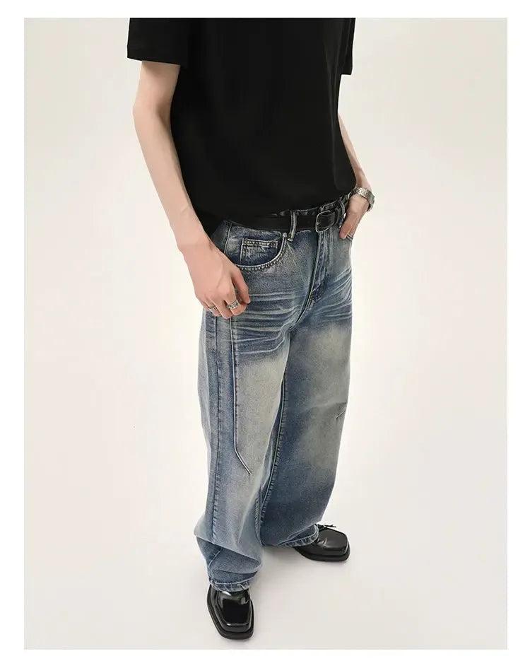 Cui Whiskers Pattern Wide Jeans-korean-fashion-Jeans-Cui's Closet-OH Garments