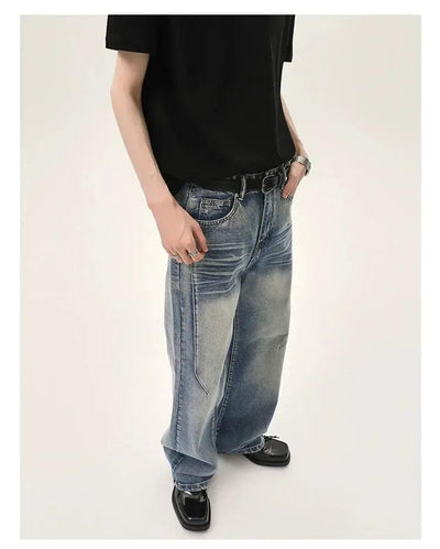 Cui Whiskers Pattern Wide Jeans-korean-fashion-Jeans-Cui's Closet-OH Garments