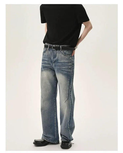 Cui Whiskers Pattern Wide Jeans-korean-fashion-Jeans-Cui's Closet-OH Garments