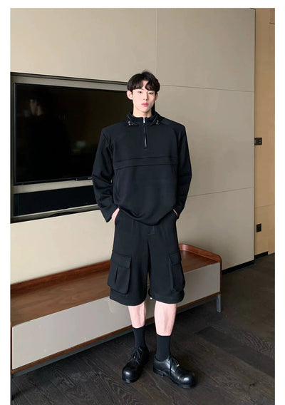 Cui Wide Shoulder Boxy Jacket & Cargo Pants Set-korean-fashion-Clothing Set-Cui's Closet-OH Garments
