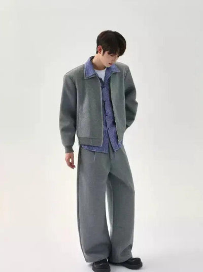 Cui Wide Shoulder Zipped Jacket & Pants Set-korean-fashion-Clothing Set-Cui's Closet-OH Garments