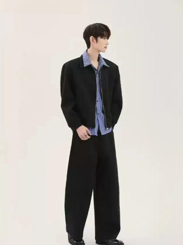 Cui Wide Shoulder Zipped Jacket & Pants Set-korean-fashion-Clothing Set-Cui's Closet-OH Garments