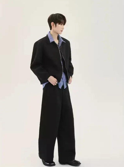 Cui Wide Shoulder Zipped Jacket & Pants Set-korean-fashion-Clothing Set-Cui's Closet-OH Garments