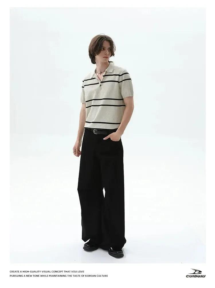 Cui Wide Striped Knit Polo-korean-fashion-Polo-Cui's Closet-OH Garments