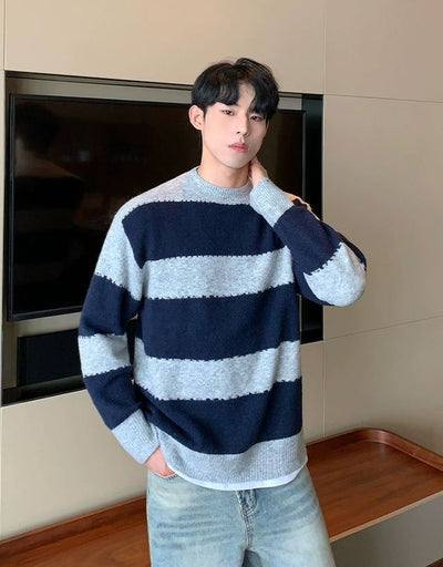 Cui Wide Stripes Contrast Sweater-korean-fashion-Sweater-Cui's Closet-OH Garments