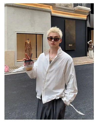 Cui Wrist Strap Buttoned Shirt-korean-fashion-Shirt-Cui's Closet-OH Garments