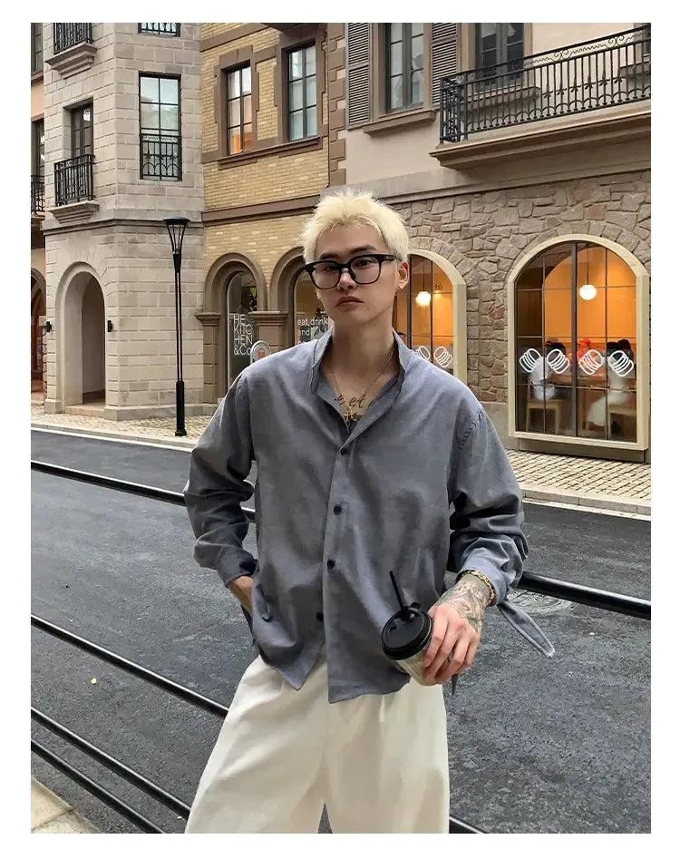 Cui Wrist Strap Buttoned Shirt-korean-fashion-Shirt-Cui's Closet-OH Garments
