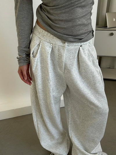 DQ Drapey Loose Buttoned Sweatpants-korean-fashion-Pants-DQ's Closet-OH Garments