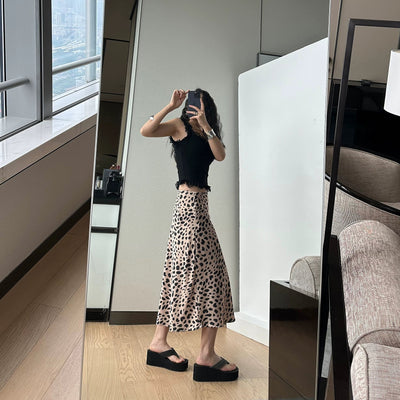 DQ Leopard Print Satin Skirt-korean-fashion-Skirt-DQ's Closet-OH Garments