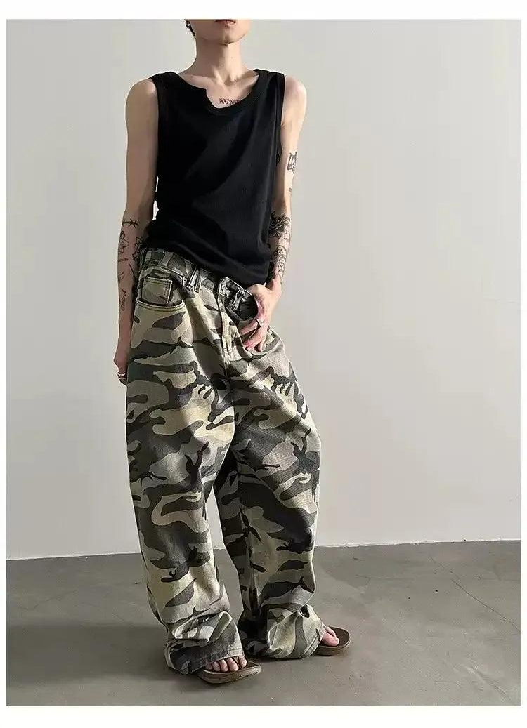 Gen Adjustable Waist Camo Cargo Pants-korean-fashion-Pants-Gen's Closet-OH Garments