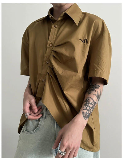 Gen Asymmetric Scrunched Shirt-korean-fashion-Shirt-Gen's Closet-OH Garments