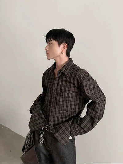 Gen Casual Plaid L/S Shirt-korean-fashion-Shirt-Gen's Closet-OH Garments