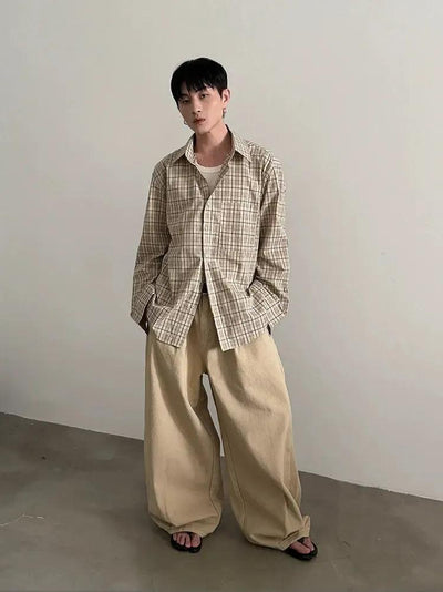 Gen Casual Plaid L/S Shirt-korean-fashion-Shirt-Gen's Closet-OH Garments