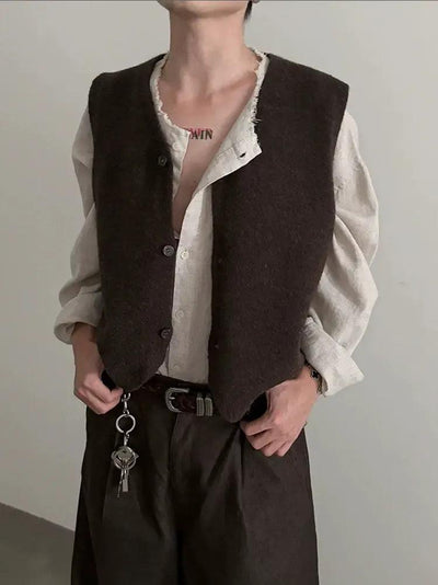 Gen Chic Fuzzy Buttoned Vest-korean-fashion-Vest-Gen's Closet-OH Garments