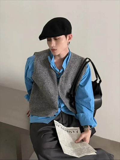 Gen Chic Fuzzy Buttoned Vest-korean-fashion-Vest-Gen's Closet-OH Garments