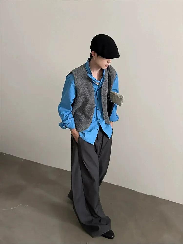 Gen Chic Fuzzy Buttoned Vest-korean-fashion-Vest-Gen's Closet-OH Garments