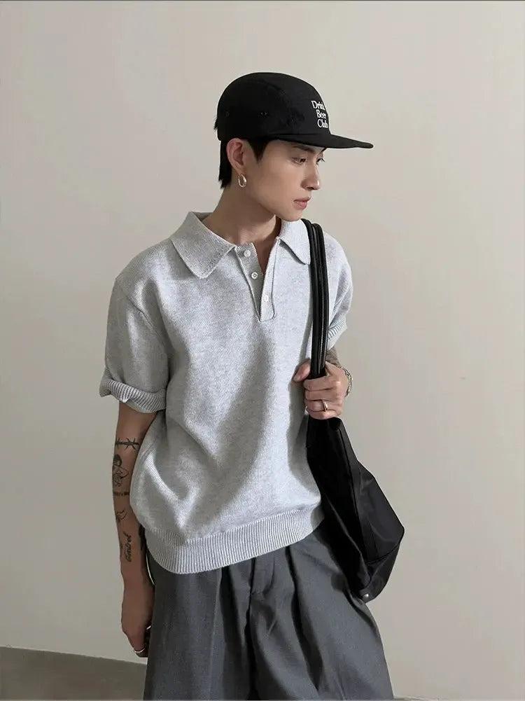 Gen Chic Three-Buttons Knit Polo-korean-fashion-Polo-Gen's Closet-OH Garments
