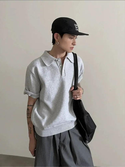 Gen Chic Three-Buttons Knit Polo-korean-fashion-Polo-Gen's Closet-OH Garments