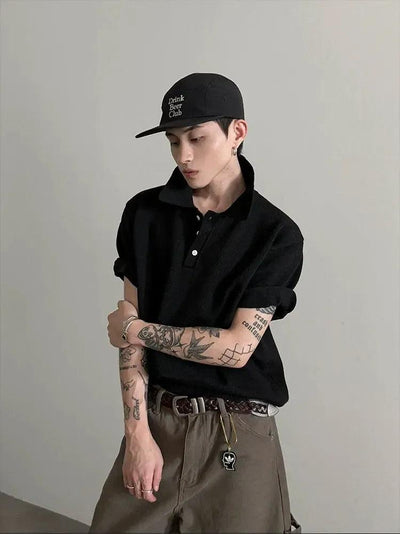 Gen Chic Three-Buttons Knit Polo-korean-fashion-Polo-Gen's Closet-OH Garments
