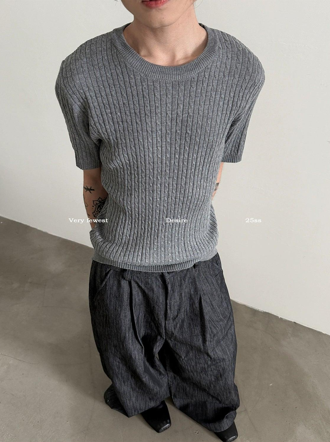 Gen Classic Cable Knit T-Shirt-korean-fashion-T-Shirt-Gen's Closet-OH Garments