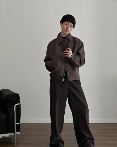 Gen Clean Fit Zip Collared Jacket-korean-fashion-Jacket-Gen's Closet-OH Garments