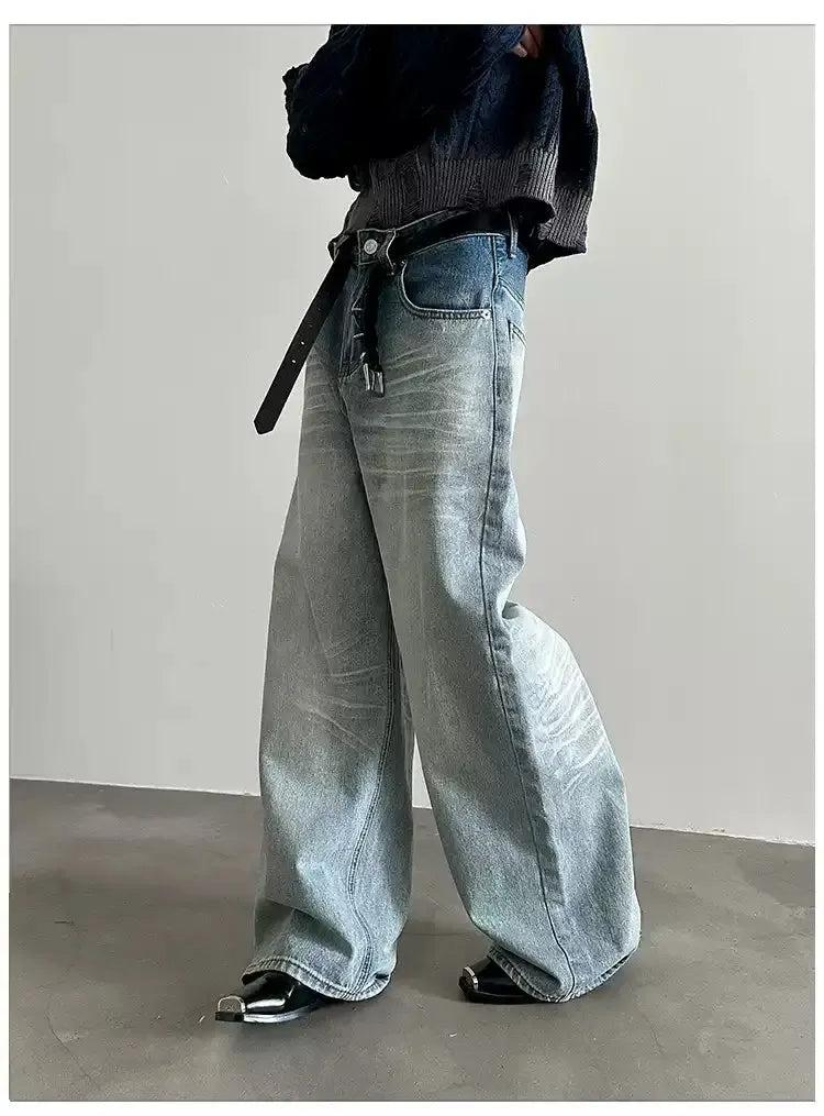 Gen Crease Washed Loose Jeans-korean-fashion-Jeans-Gen's Closet-OH Garments