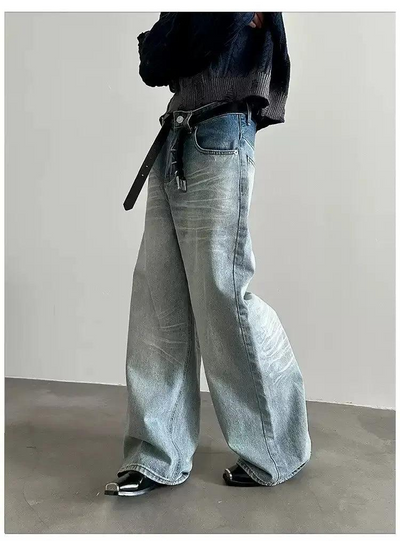 Gen Crease Washed Loose Jeans-korean-fashion-Jeans-Gen's Closet-OH Garments