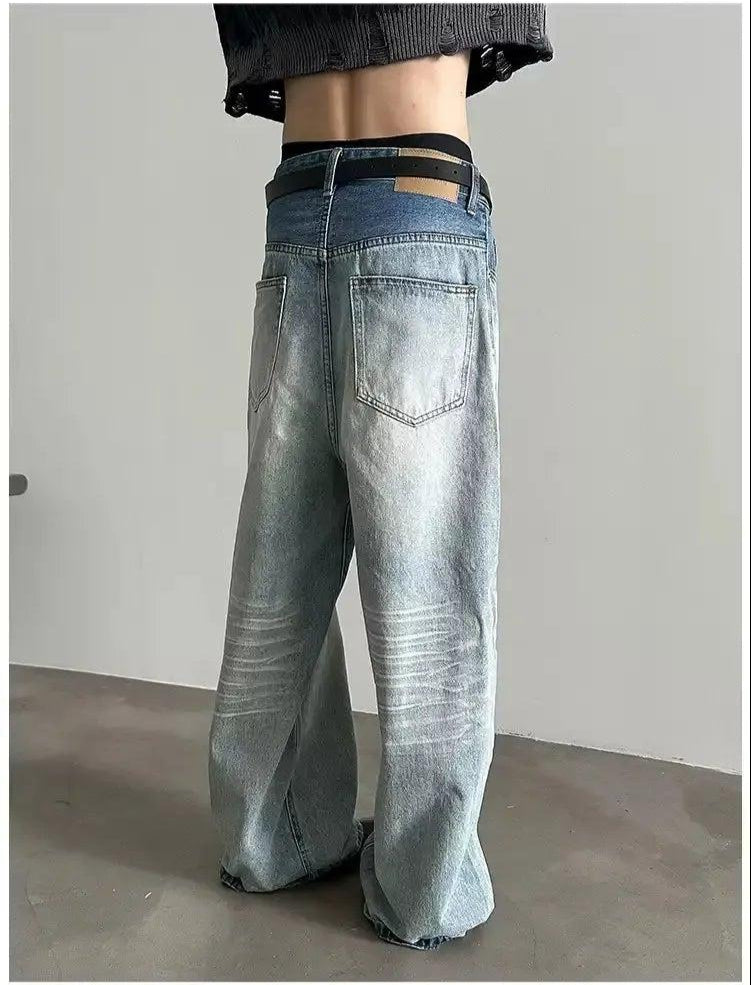 Gen Crease Washed Loose Jeans-korean-fashion-Jeans-Gen's Closet-OH Garments