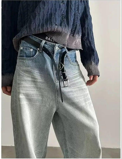 Gen Crease Washed Loose Jeans-korean-fashion-Jeans-Gen's Closet-OH Garments