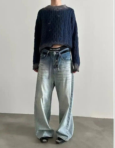 Gen Crease Washed Loose Jeans-korean-fashion-Jeans-Gen's Closet-OH Garments