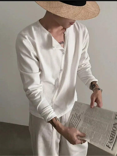 Gen Diagonal Line Buttoned Cardigan-korean-fashion-Cardigan-Gen's Closet-OH Garments