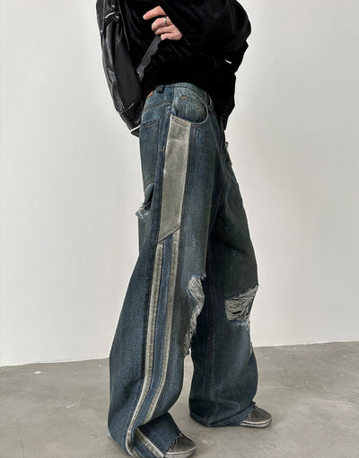 Gen Dirty Wash Ripped Jeans-korean-fashion-Jeans-Gen's Closet-OH Garments