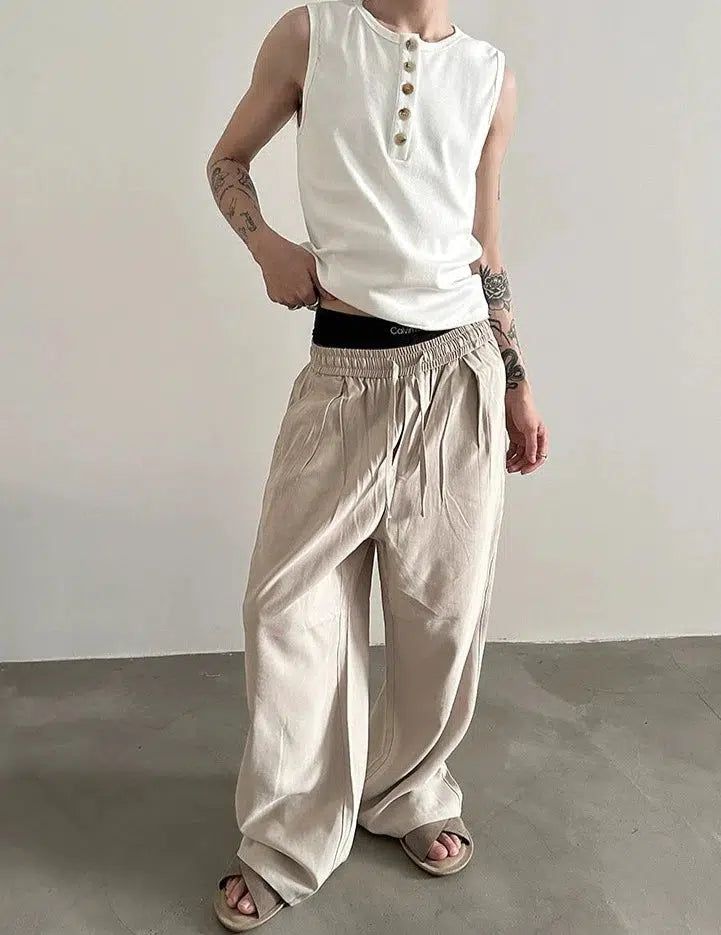 Gen Drawstring Adjustable Classic Pants-korean-fashion-Pants-Gen's Closet-OH Garments