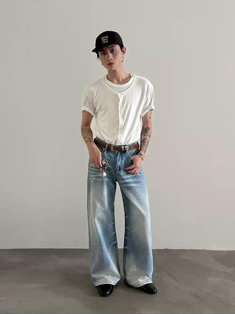 Gen Faded Whiskers Straight Jeans-korean-fashion-Jeans-Gen's Closet-OH Garments