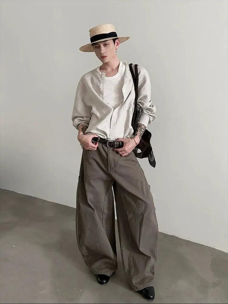 Gen Faded Wide Scimitar Cargo Pants-korean-fashion-Pants-Gen's Closet-OH Garments