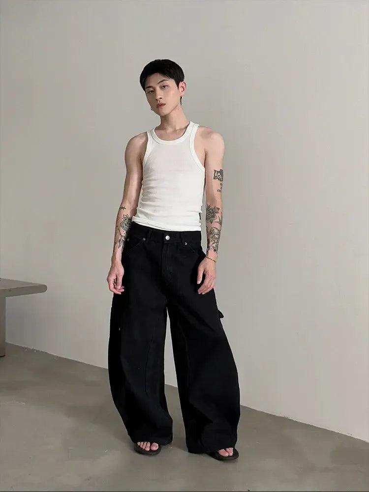 Gen Faded Wide Scimitar Cargo Pants-korean-fashion-Pants-Gen's Closet-OH Garments