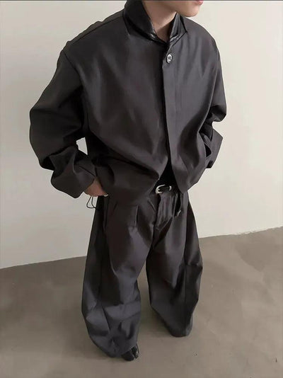 Gen Faux Leather Collar Drawstring Hem Jacket-korean-fashion-Jacket-Gen's Closet-OH Garments