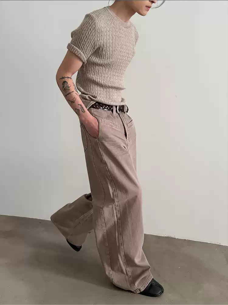 Gen Front Line Pocket Loose Jeans-korean-fashion-Jeans-Gen's Closet-OH Garments