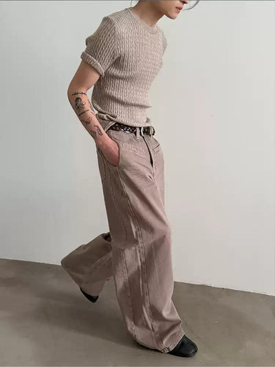 Gen Front Line Pocket Loose Jeans-korean-fashion-Jeans-Gen's Closet-OH Garments
