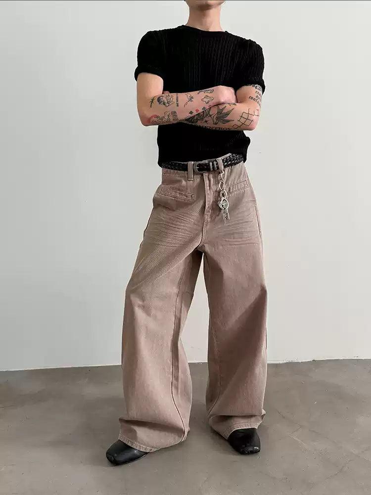 Gen Front Line Pocket Loose Jeans-korean-fashion-Jeans-Gen's Closet-OH Garments
