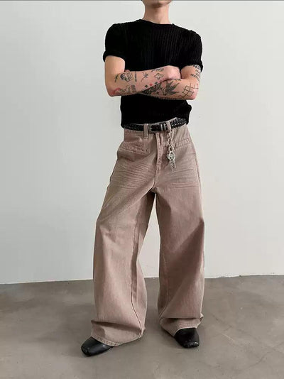 Gen Front Line Pocket Loose Jeans-korean-fashion-Jeans-Gen's Closet-OH Garments